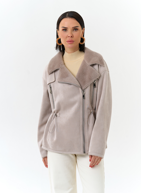 Женская дубленка из эко замши