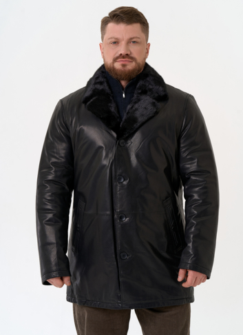 Мужская дубленка с английским воротником