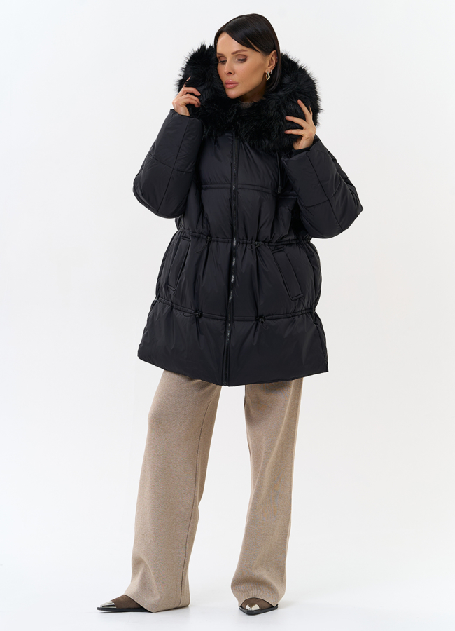 Женский пуховик с отделкой из искусственного меха модель № 31959 в кредит