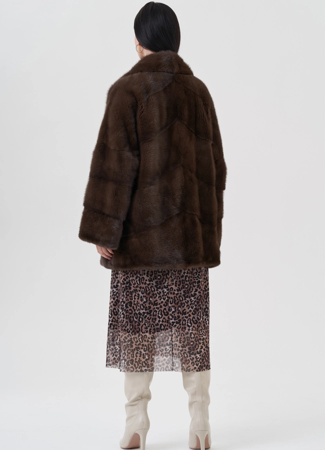 Шуба из норки с английским воротником  модель № 30690 универмаг малина
