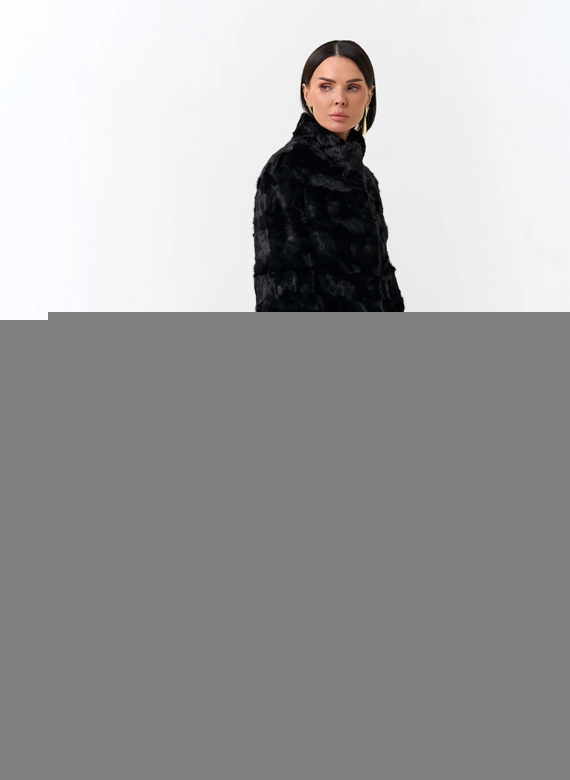 Шуба из меха норки с воротником стойка фото