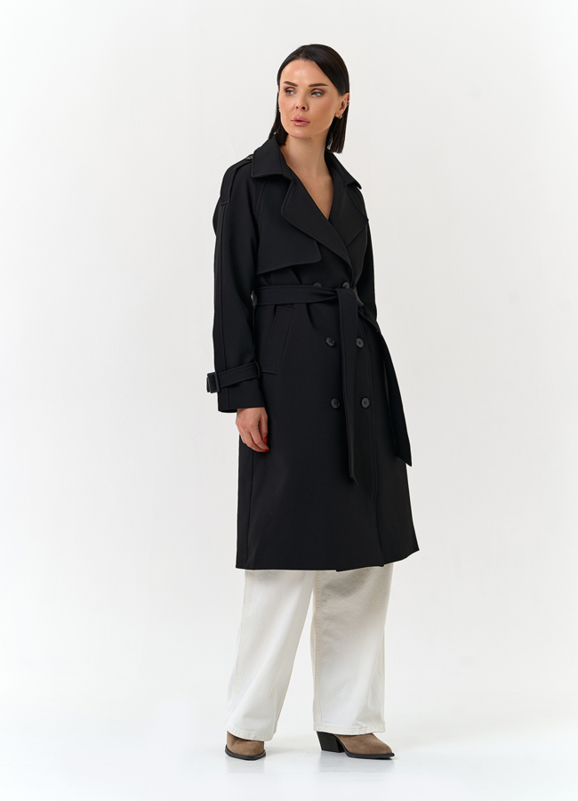 Женский плащ черного цвета модель № 33097 универмаг малина