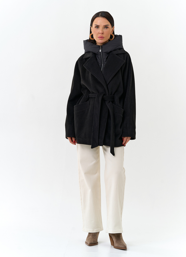 Женское пальто со съемный капюшоном модель № 32698 в рассрочку