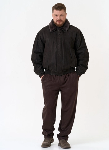 Куртка пилот из натуральной кожи с отделкой из овчины