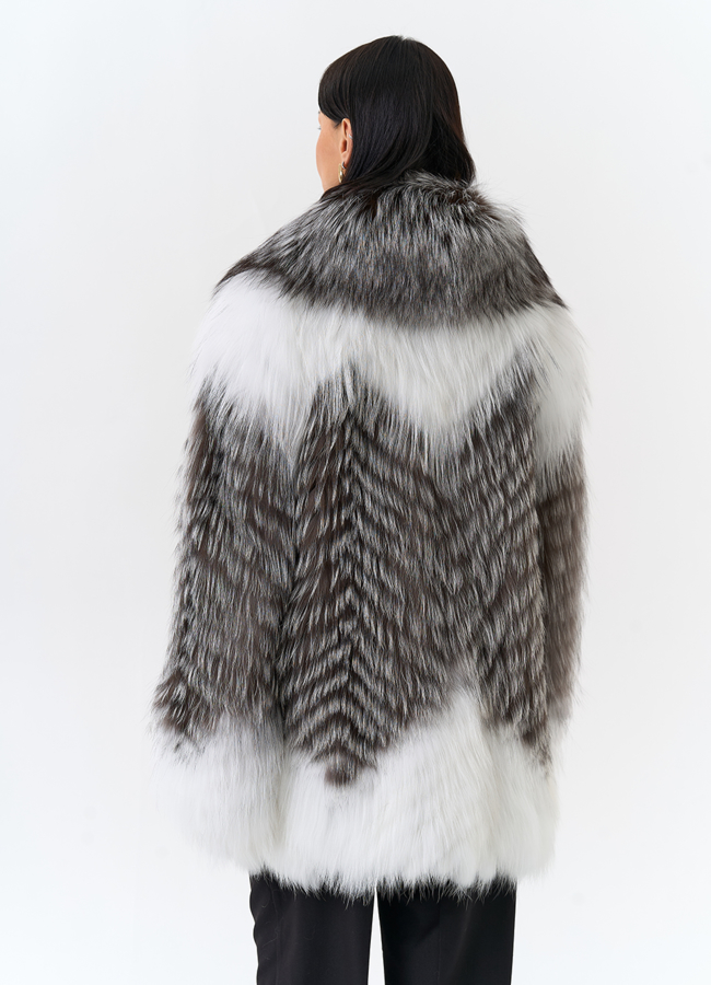 фото Шуба из меха чернобурой лисы модель № 32142