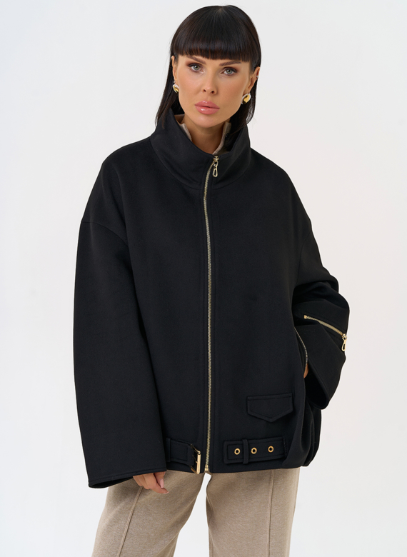 Женское пальто бомбер с воротником стойкой