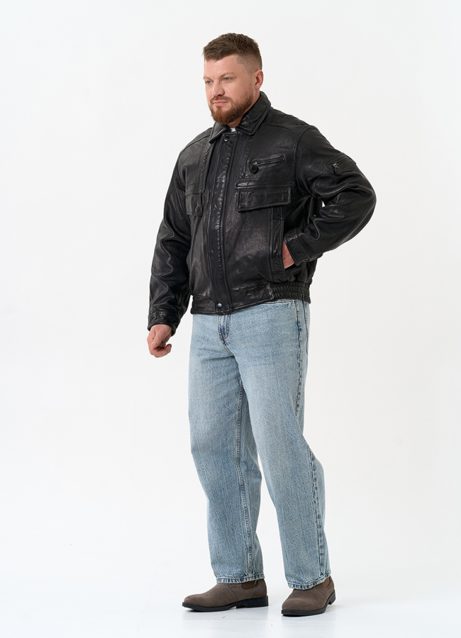 Мужская куртка бомбер из натуральной кожи модель № 32898 в рассрочку