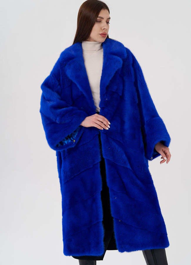 Норковая шуба с английским воротником  модель № 83359 универмаг малина