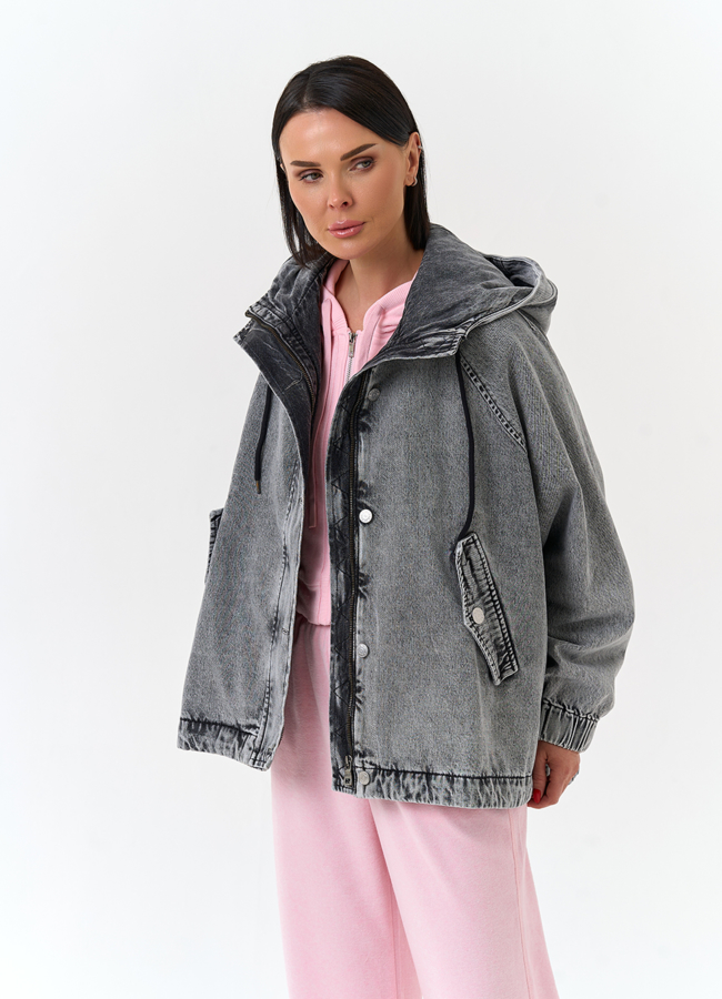 Женская джинсовая куртка с капюшоном модель № 33131 универмаг малина