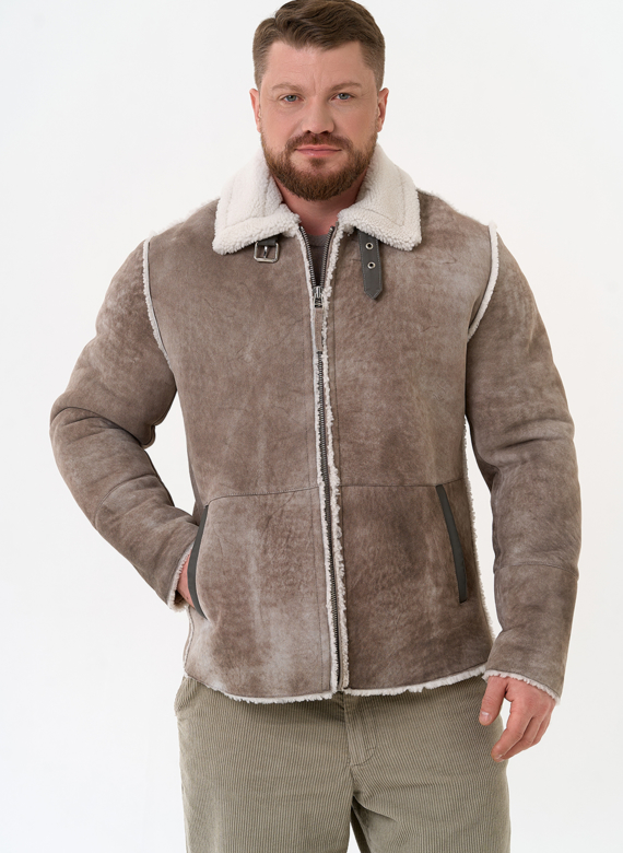 Светлая мужская дубленка