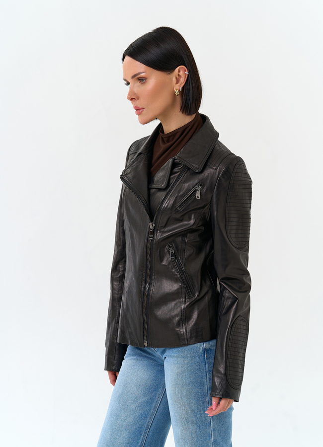 Женская кожаная куртка модель № 30076 универмаг малина