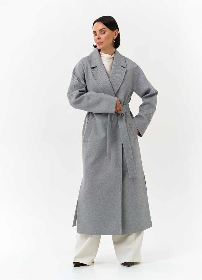 Женское пальто с английским воротником модель № 31210 меха малина