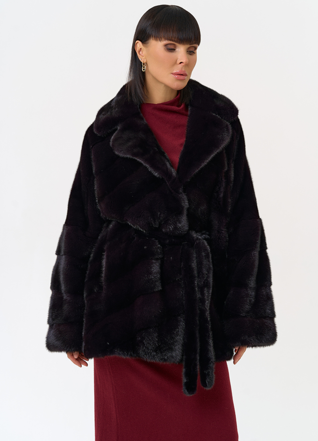 Шуба из меха норки с английским воротником модель № 31641 универмаг малина