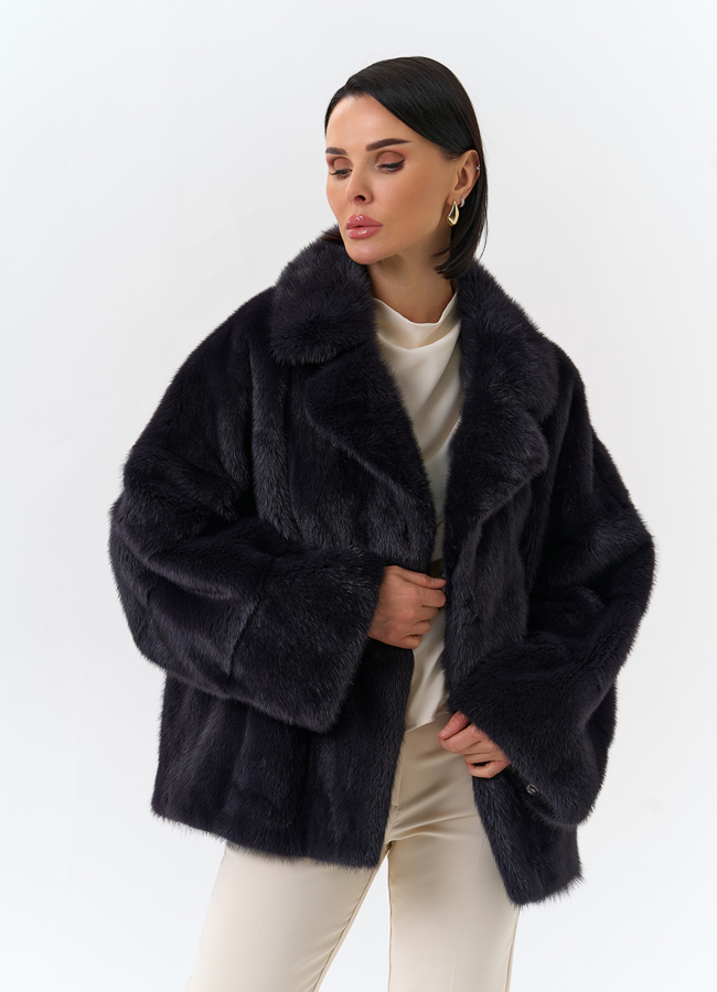 Шуба из меха норки с английским воротником модель № 31874 универмаг малина