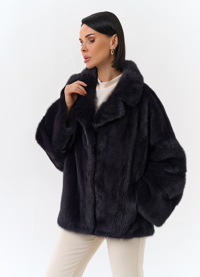 Шуба из меха норки с английским воротником модель № 31874 универмаг малина
