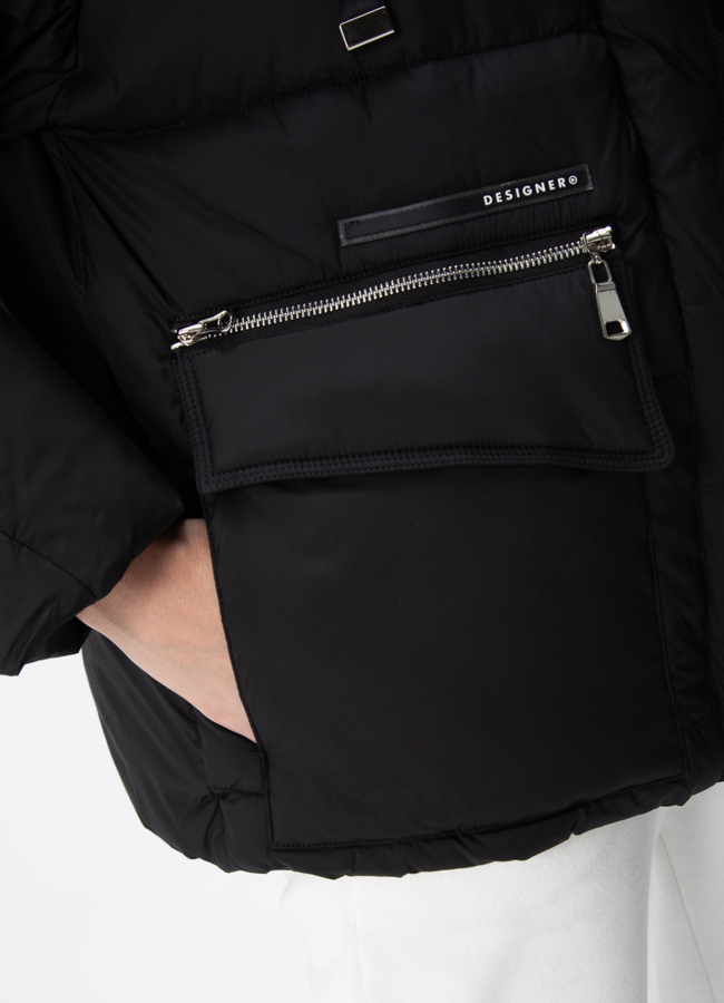 Женский пуховик с капюшоном  модель № 29206 универмаг малина