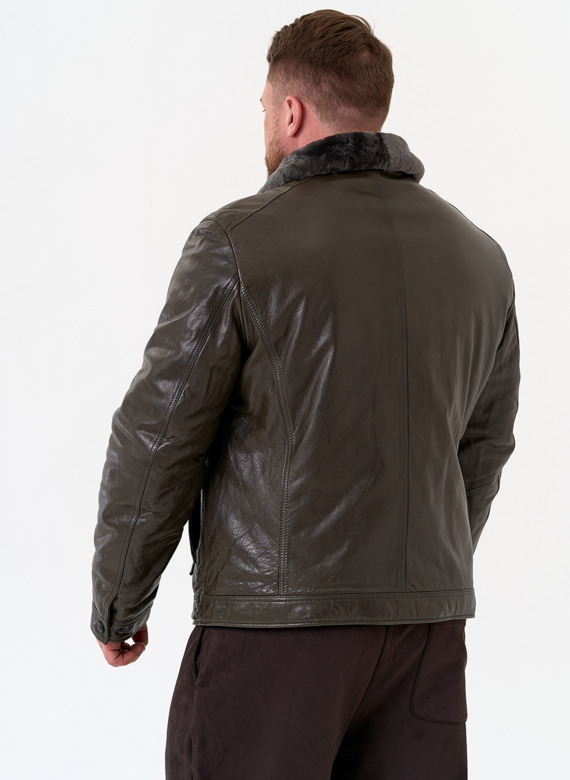 Куртка из натуральной кожи с отделкой из овчины