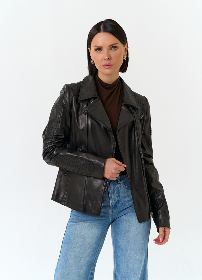 Женская кожаная куртка модель № 30076 универмаг малина