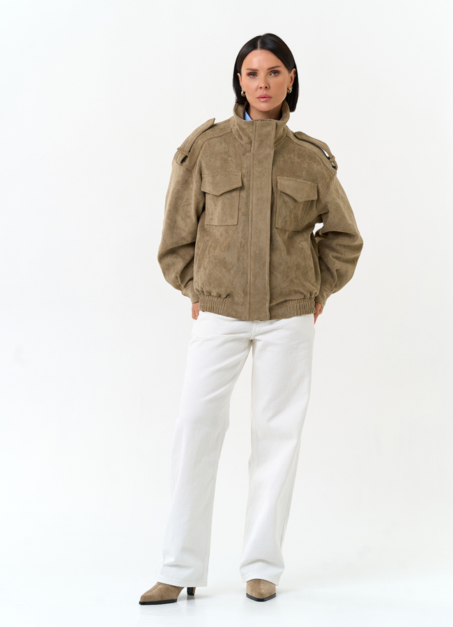 Женская куртка бомбер из эко замши модель № 33161 в кредит