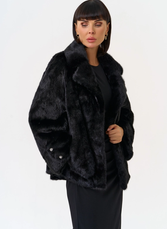 Куртка из меха норки с английским воротником
