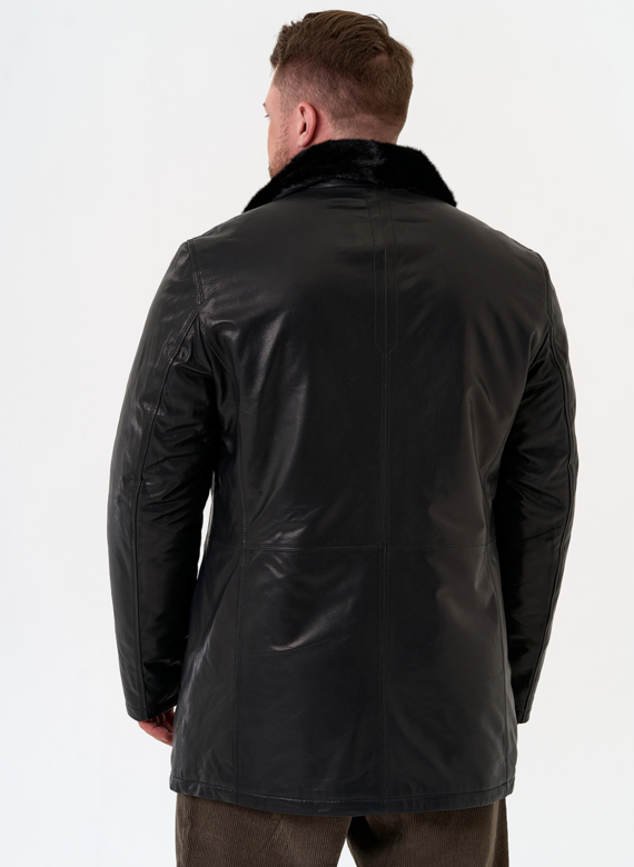 Мужская дубленка с английским воротником