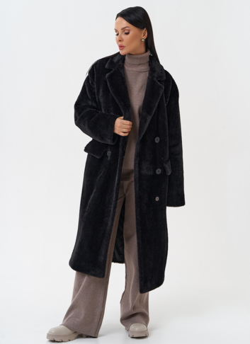 Женское ворсовое пальто с капюшоном