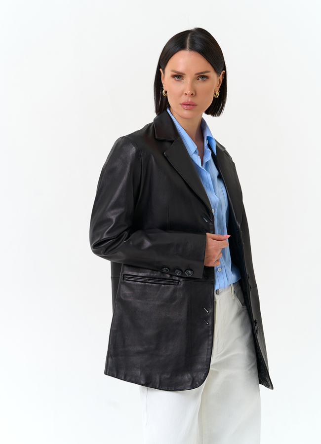 Женский жакет из натуральной кожи модель № 24505 универмаг малина