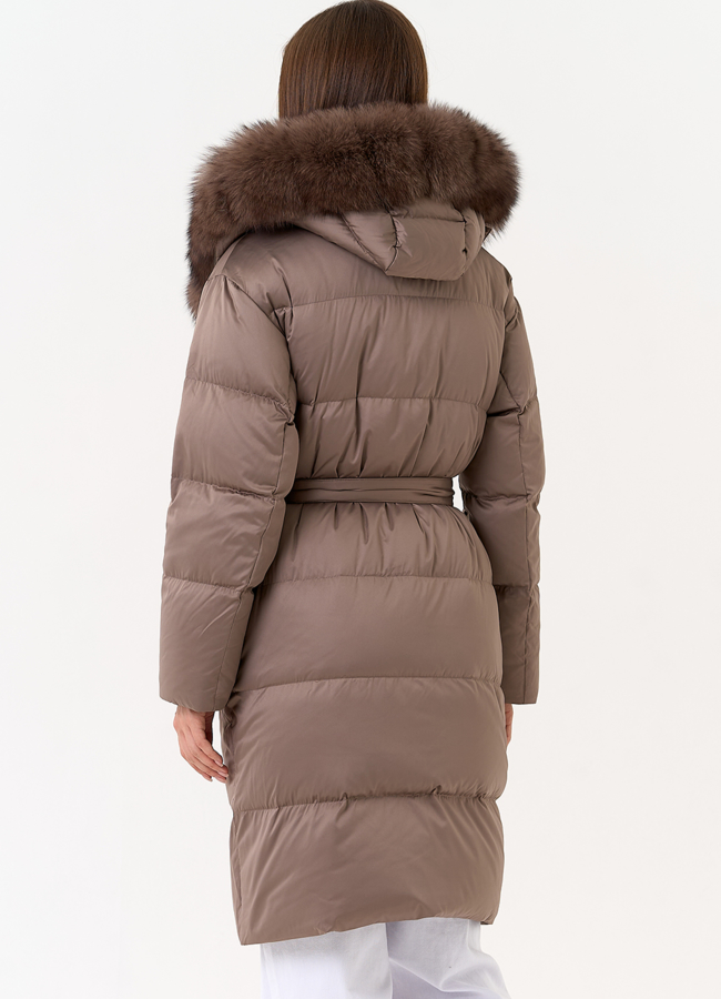 Женский пуховик с капюшоном из меха песца модель № 31449 в рассрочку