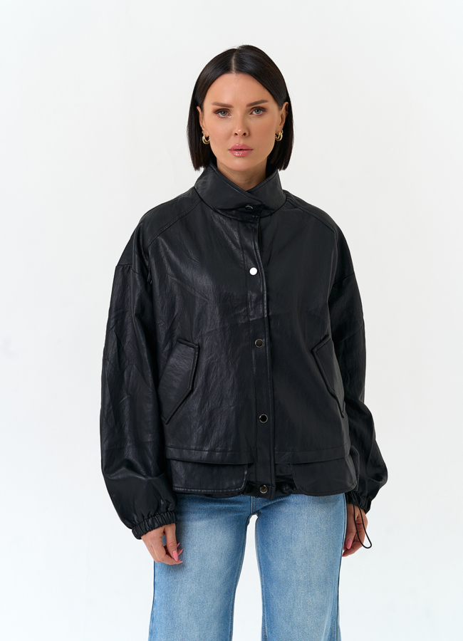 Женская объемная куртка из эко кожи модель № 33153 универмаг малина