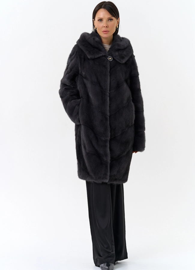 Норковая шуба - баллон модель № 24735 меха малина