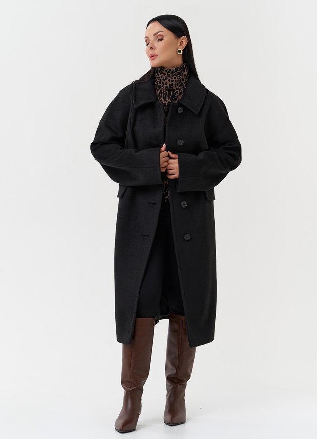 Женское пальто с поясом модель № 28440 универмаг малина