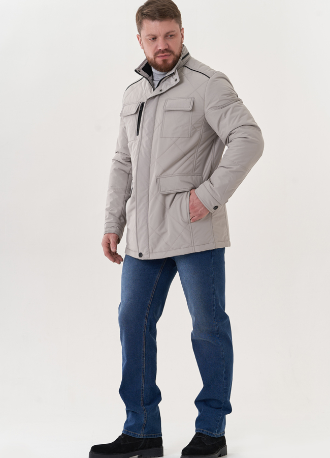 фото Мужская куртка серого цвета модель № 26857