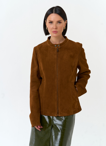 Женская куртка мото из натуральной замши