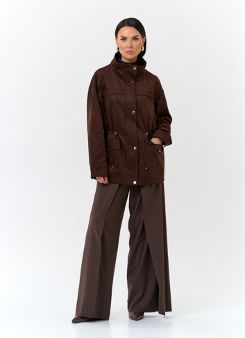 Женская куртка парка из эко замши 