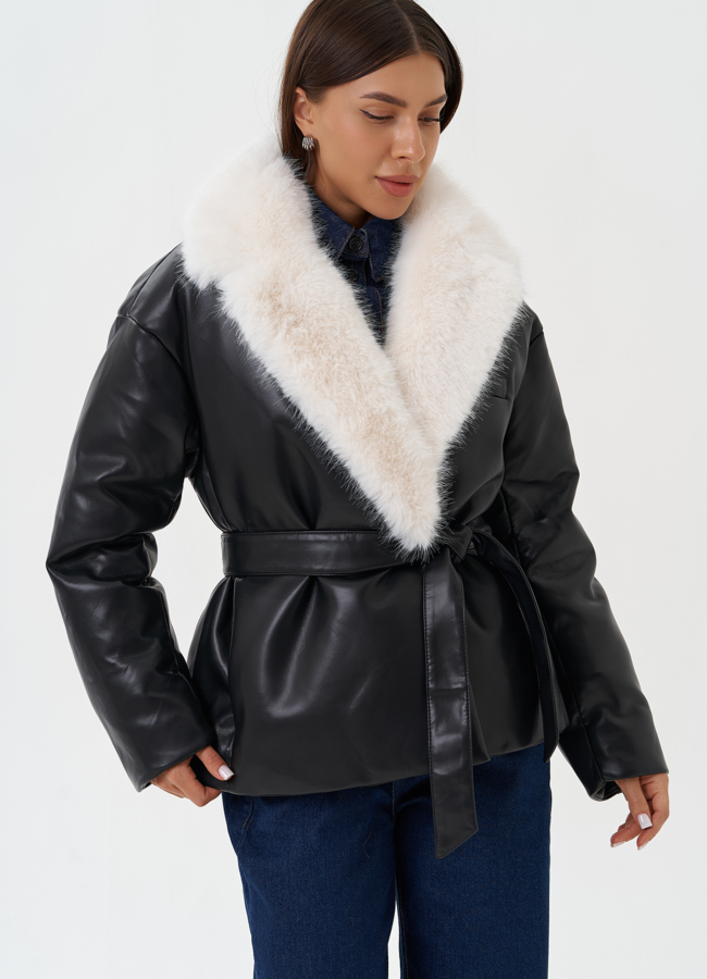 Утепленная куртка с эко мехом модель № 27988 в рассрочку