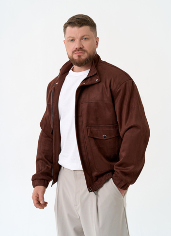 Мужская куртка бомбер из эко замши