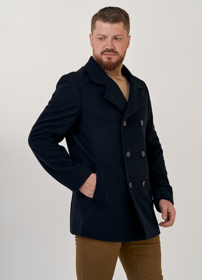 Мужское двубортное пальто  модель № 23217 универмаг малина