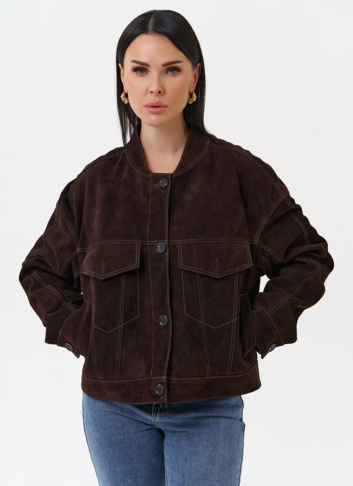 Куртка из замши коричневого цвета