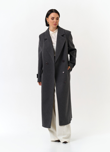 Женское длинное пальто с поясом