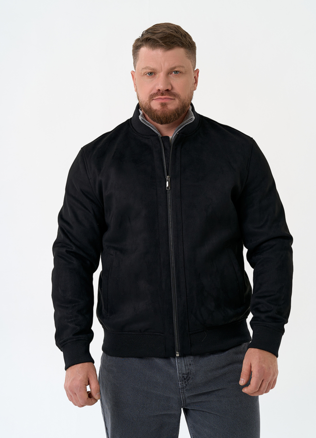 Мужская куртка бомбер из эко замши модель № 30293 меха малина