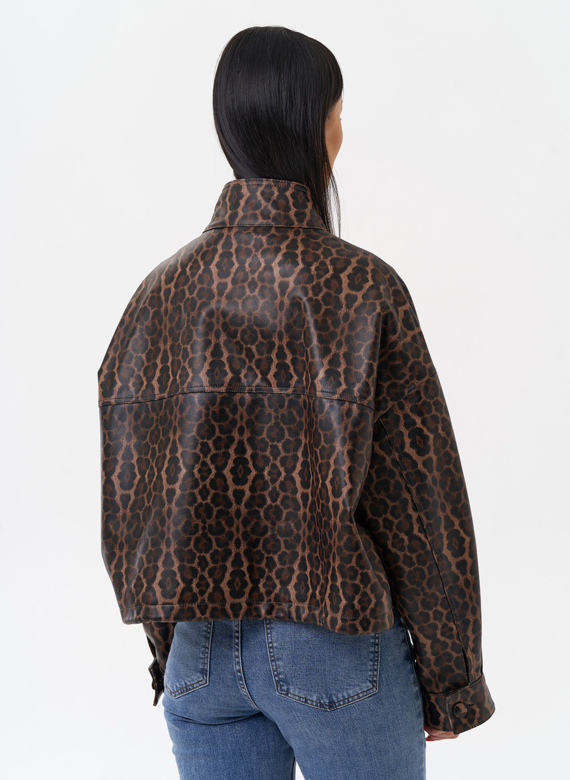 Леопардовая кожаная куртка