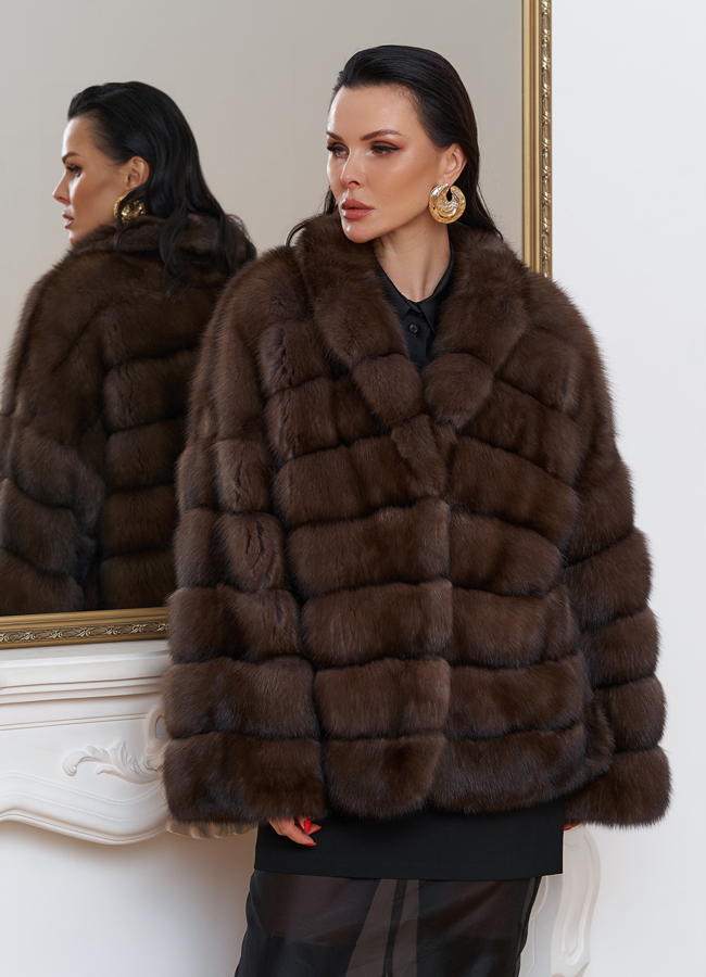 Куртка из баргузинского соболя модель № 29880 меха малина