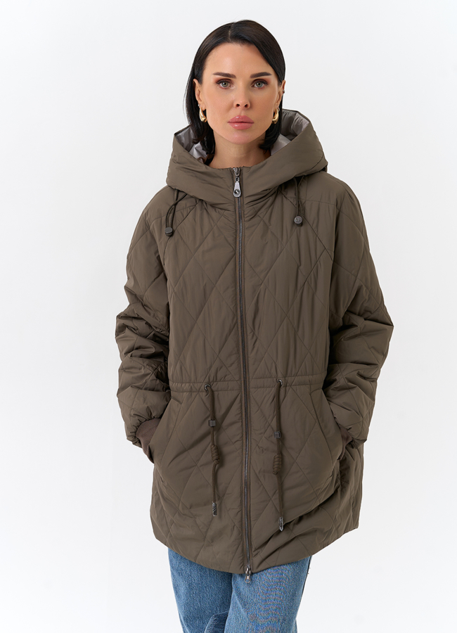 Женская куртка с капюшоном  модель № 32505 меха малина