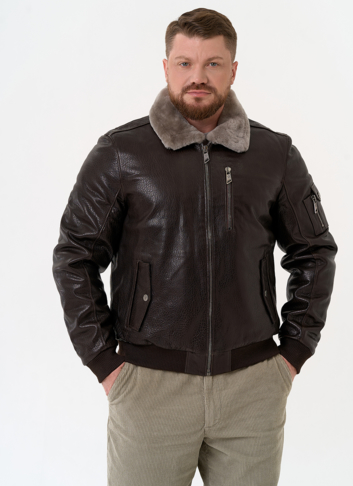 Мужская дубленка коричневого цвета