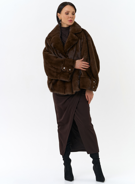 Укороченная шуба из меха норки 